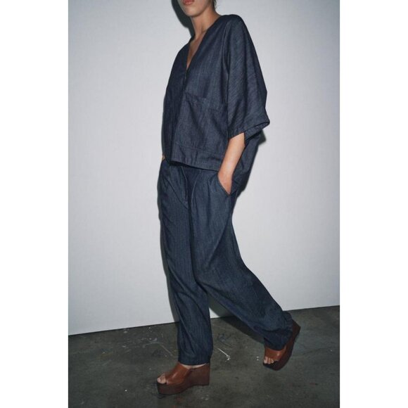 ZARA WOMAN COLLECTION RELAXED DENIM SHIRT - Picture 5 of 9